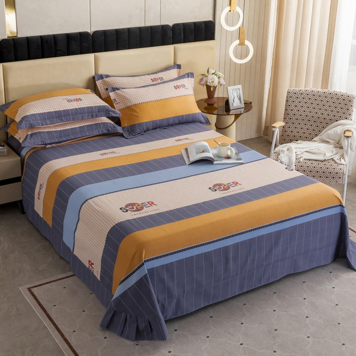 91家纺网 家纺一手货源 找家纺 伊而梦 2023新款全棉磨毛印花四件套系列单品床单 印象派