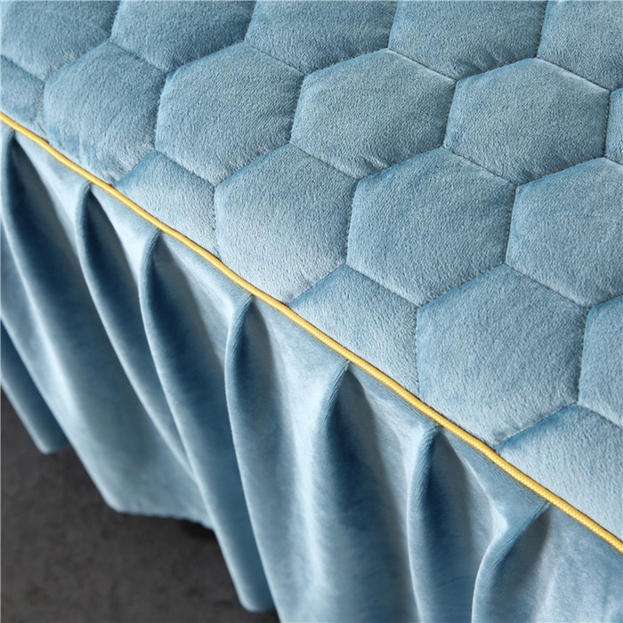 91家纺网 家纺一手货源 找家纺 胜权家纺 2023新款牛奶绒纯色夹棉单床裙单件保暖三件套席梦思床护垫 唯美-烟雾兰