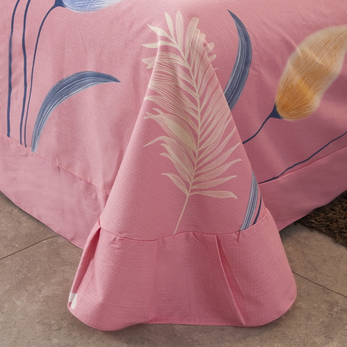 91家纺网 家纺一手货源 找家纺 伊而梦 2023新款全棉磨毛印花四件套系列单品床单 香兰草-粉