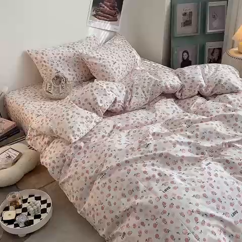 91家纺网 家纺一手货源 找家纺 一米阳光 2023新款13372小清新纯棉四件套 魅心