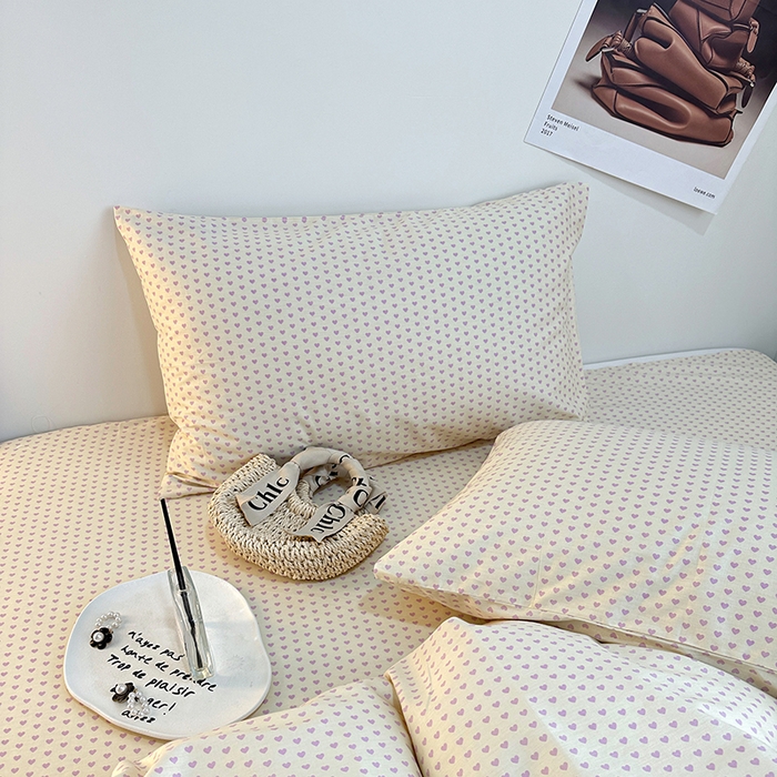 91家纺网 家纺一手货源 找家纺 一米阳光 2023新款13372小清新纯棉四件套 紫心