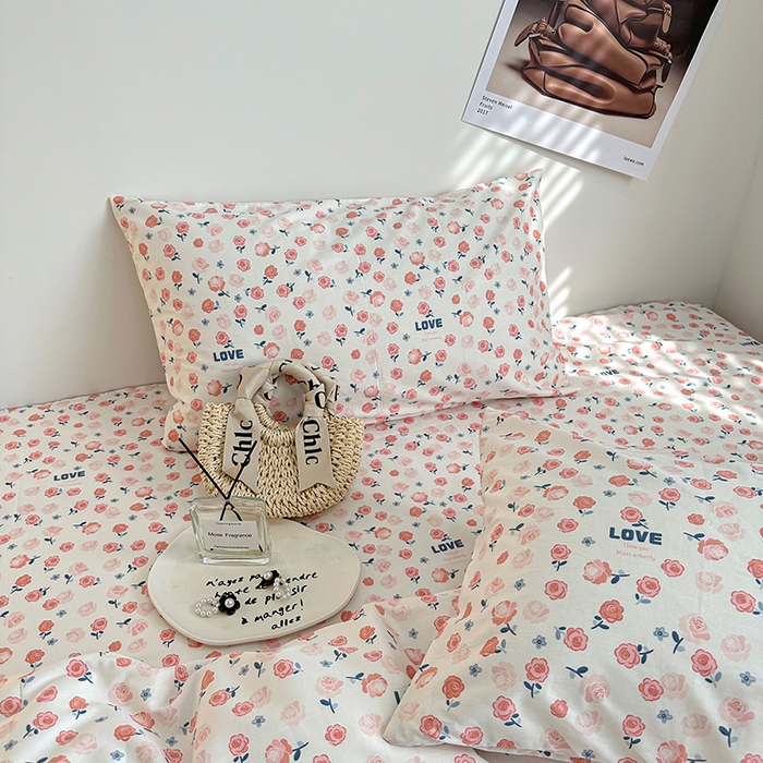 91家纺网 家纺一手货源 找家纺 一米阳光 2023新款13372小清新纯棉四件套 魅心