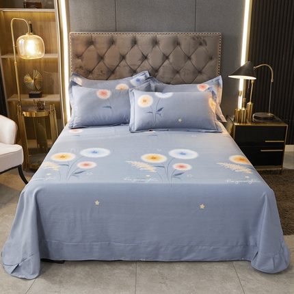 伊而梦 2023新款全棉磨毛印花四件套系列单品床单 花香密语-灰