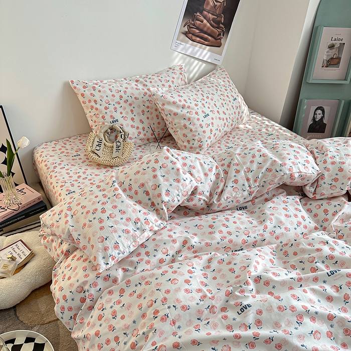 91家纺网 家纺一手货源 找家纺 一米阳光 2023新款13372小清新纯棉四件套 魅心