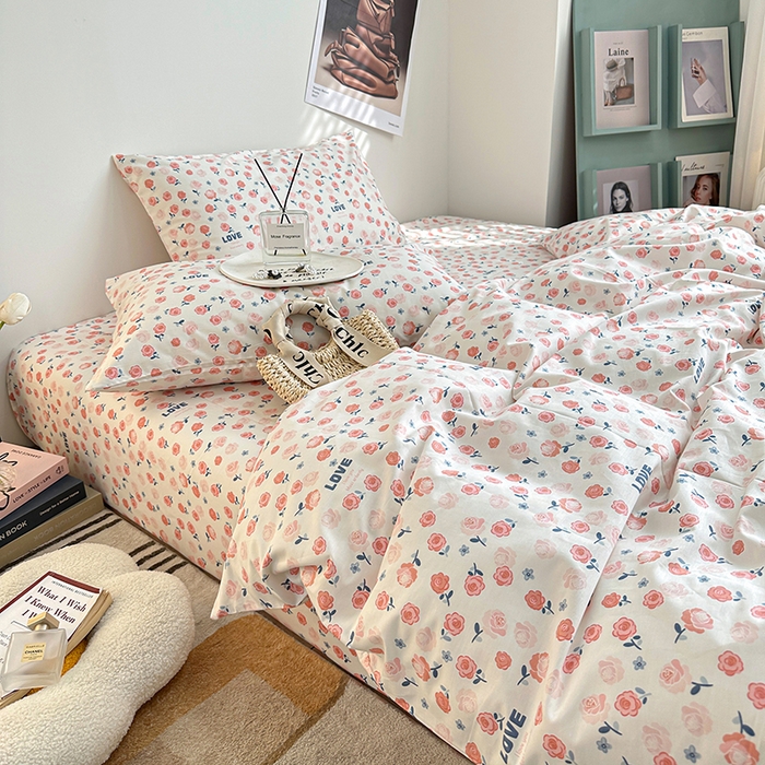 91家纺网 家纺一手货源 找家纺 一米阳光 2023新款13372小清新纯棉四件套 魅心