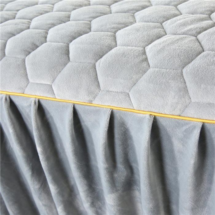 91家纺网 家纺一手货源 找家纺 胜权家纺 2023新款牛奶绒纯色夹棉单床裙单件保暖三件套席梦思床护垫 唯美-冰川灰