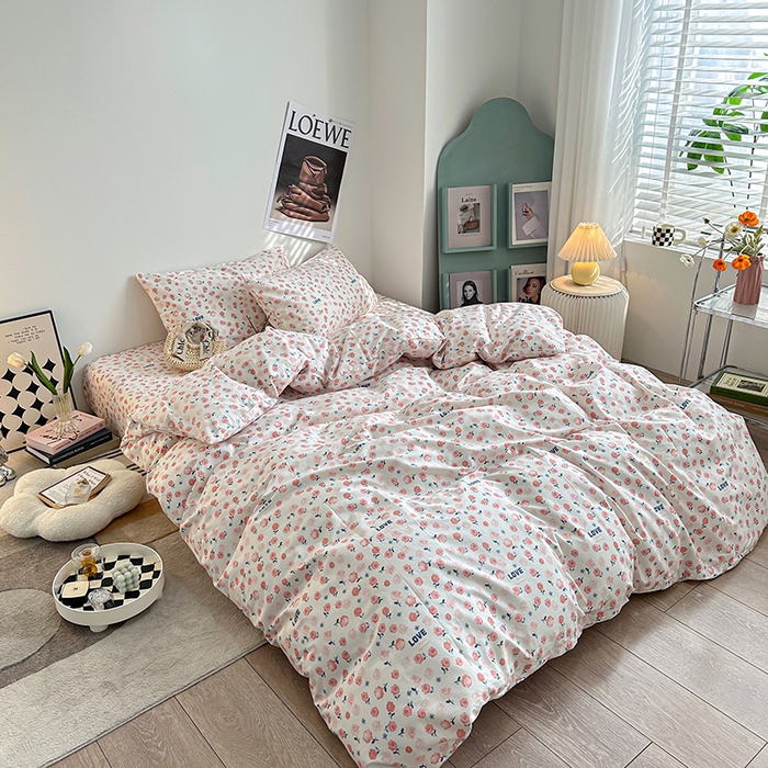 91家纺网 家纺一手货源 找家纺 一米阳光 2023新款13372小清新纯棉四件套 魅心