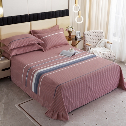 伊而梦 2023新款全棉磨毛印花四件套系列单品床单 安东尼-红