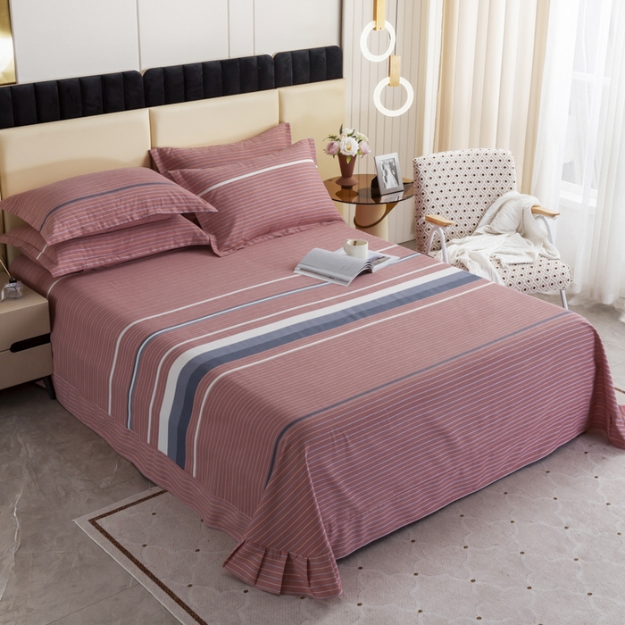 91家纺网 家纺一手货源 找家纺 伊而梦 2023新款全棉磨毛印花四件套系列单品床单 安东尼-红