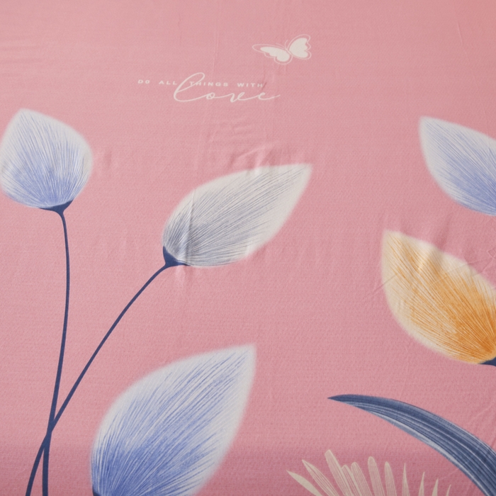 91家纺网 家纺一手货源 找家纺 伊而梦 2023新款全棉磨毛印花四件套系列单品床单 香兰草-粉