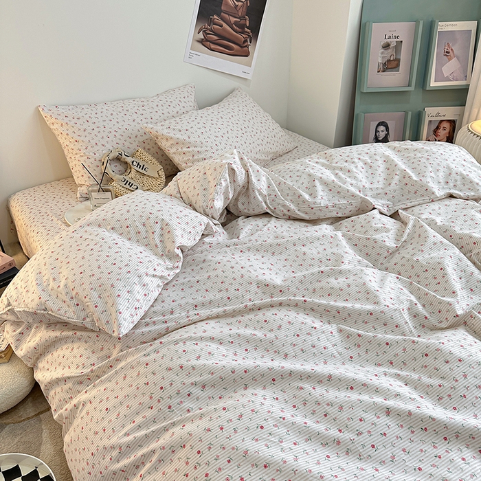 91家纺网 家纺一手货源 找家纺 一米阳光 2023新款13372小清新纯棉四件套 春田