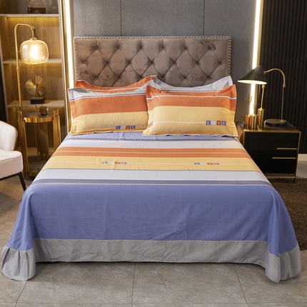 伊而梦 2023新款全棉磨毛印花四件套系列单品床单 爱的初心-橘