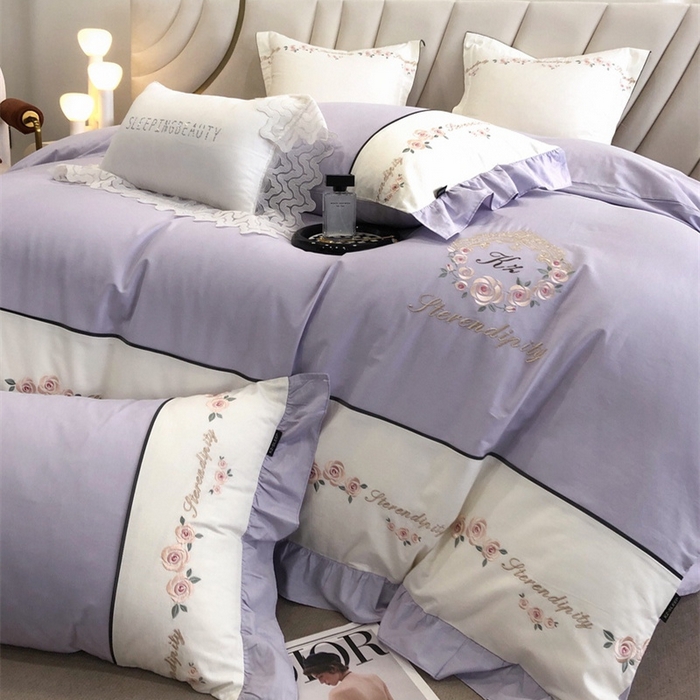 91家纺网 家纺一手货源 找家纺 卡姿家纺 2023新款秋冬优雅刺绣—爱尔莎 爱尔莎-紫