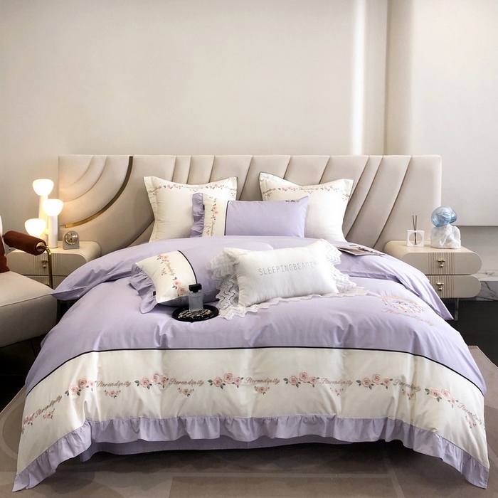 91家纺网 家纺一手货源 找家纺 卡姿家纺 2023新款秋冬优雅刺绣—爱尔莎 爱尔莎-紫