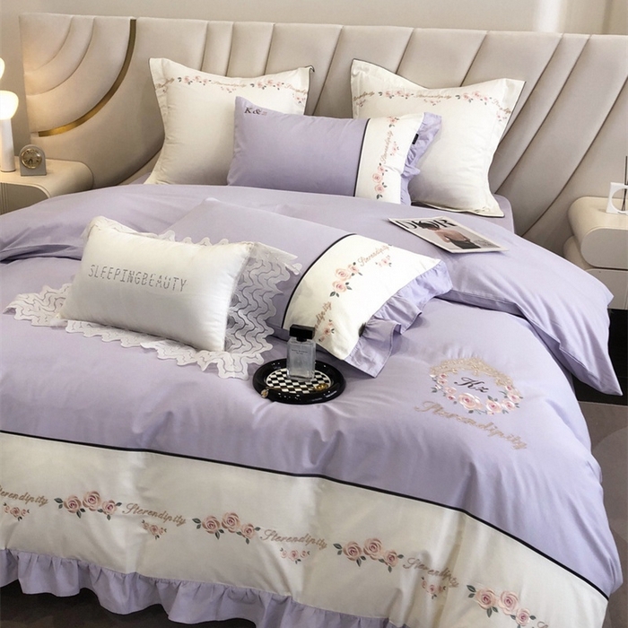 91家纺网 家纺一手货源 找家纺 卡姿家纺 2023新款秋冬优雅刺绣—爱尔莎 爱尔莎-紫