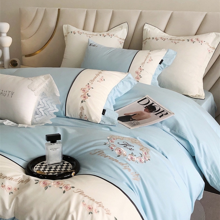 91家纺网 家纺一手货源 找家纺 卡姿家纺 2023新款秋冬优雅刺绣—爱尔莎 爱尔莎-蓝