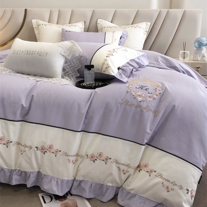 91家纺网 家纺一手货源 找家纺 卡姿家纺 2023新款秋冬优雅刺绣—爱尔莎 爱尔莎-紫