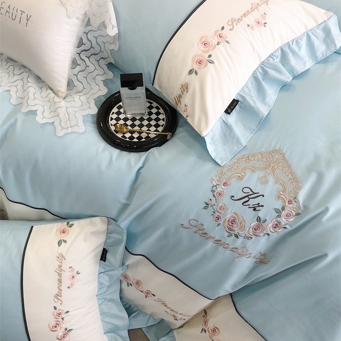 91家纺网 家纺一手货源 找家纺 卡姿家纺 2023新款秋冬优雅刺绣—爱尔莎 爱尔莎-蓝