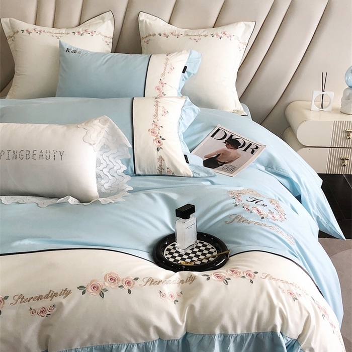 91家纺网 家纺一手货源 找家纺 卡姿家纺 2023新款秋冬优雅刺绣—爱尔莎 爱尔莎-蓝