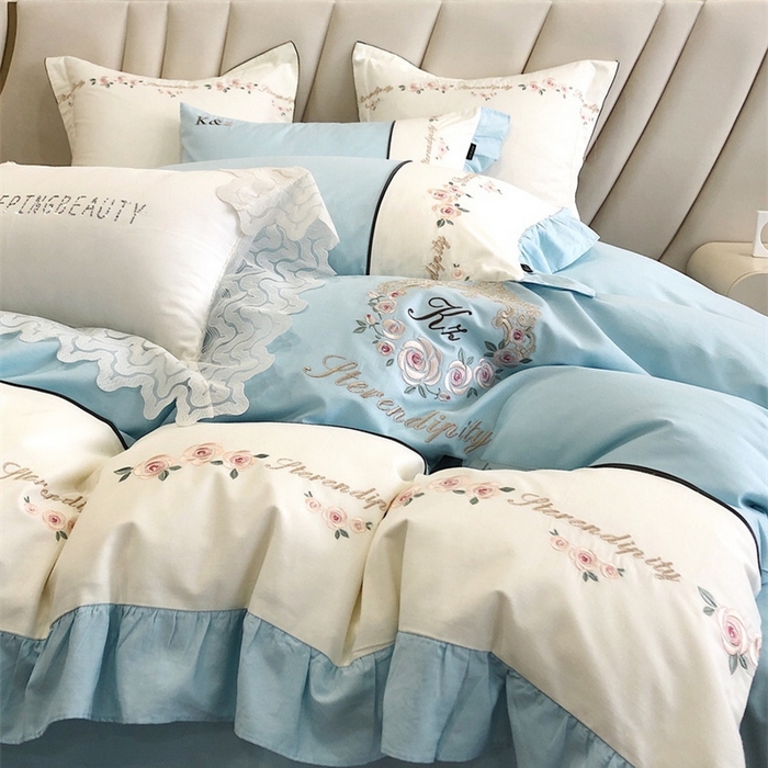 91家纺网 家纺一手货源 找家纺 卡姿家纺 2023新款秋冬优雅刺绣—爱尔莎 爱尔莎-蓝