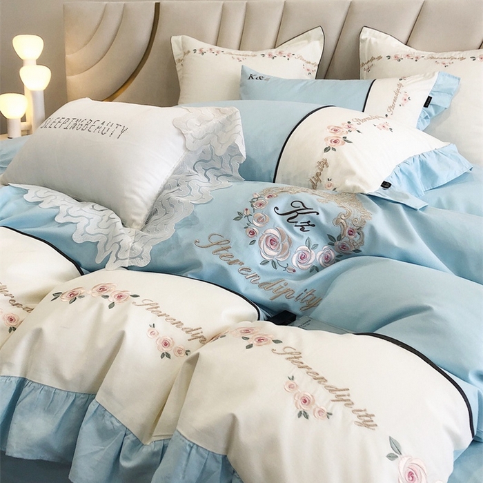 91家纺网 家纺一手货源 找家纺 卡姿家纺 2023新款秋冬优雅刺绣—爱尔莎 爱尔莎-蓝