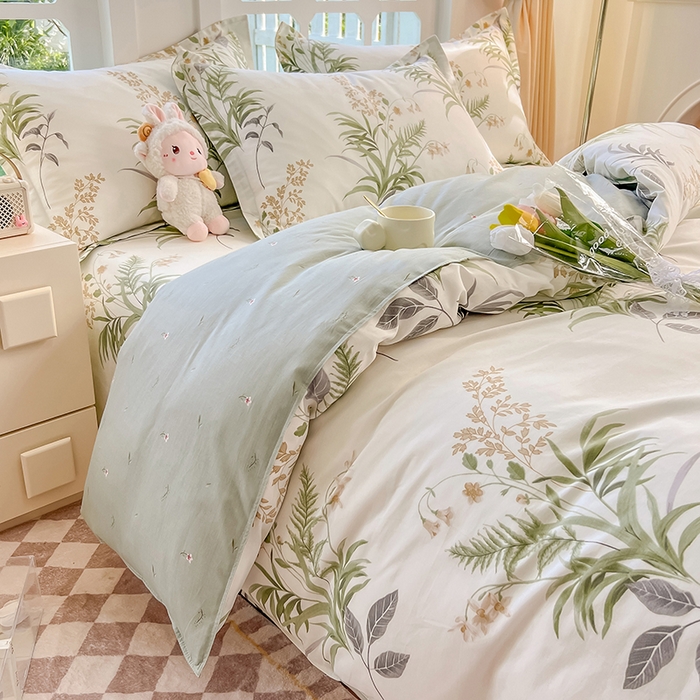 91家纺网 家纺一手货源 找家纺 绵庭家纺 2023新款12868系列全棉小清新印花四件套 清风絮语