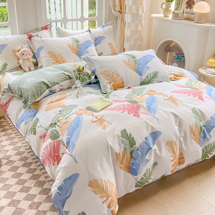 91家纺网 家纺一手货源 找家纺 绵庭家纺 2023新款12868系列全棉小清新印花四件套 梅林春晓