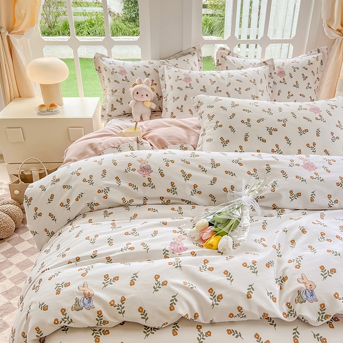 91家纺网 家纺一手货源 找家纺 绵庭家纺 2023新款12868系列全棉小清新印花四件套 香草之恋