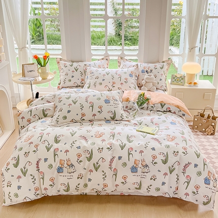 绵庭家纺 2023新款12868系列全棉小清新印花四件套 波比兔