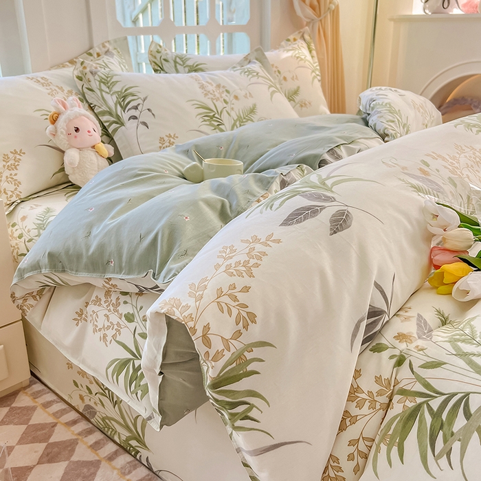 91家纺网 家纺一手货源 找家纺 绵庭家纺 2023新款12868系列全棉小清新印花四件套 清风絮语