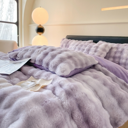 91家纺网 家纺一手货源 找家纺 （总）慕晨2023新款七彩大泡泡兔兔绒四件套高克重兔毛绒牛奶绒直播爆款