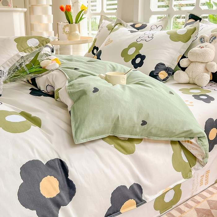 91家纺网 家纺一手货源 找家纺 绵庭家纺 2023新款12868系列全棉小清新印花四件套 皮皮兔