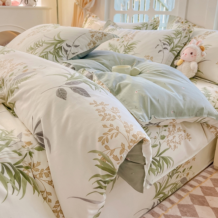 91家纺网 家纺一手货源 找家纺 绵庭家纺 2023新款12868系列全棉小清新印花四件套 清风絮语