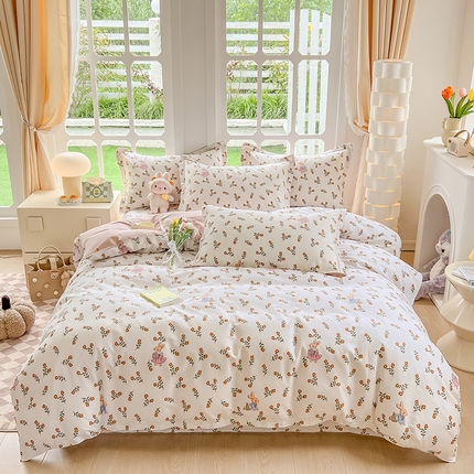 绵庭家纺 2023新款12868系列全棉小清新印花四件套 香草之恋