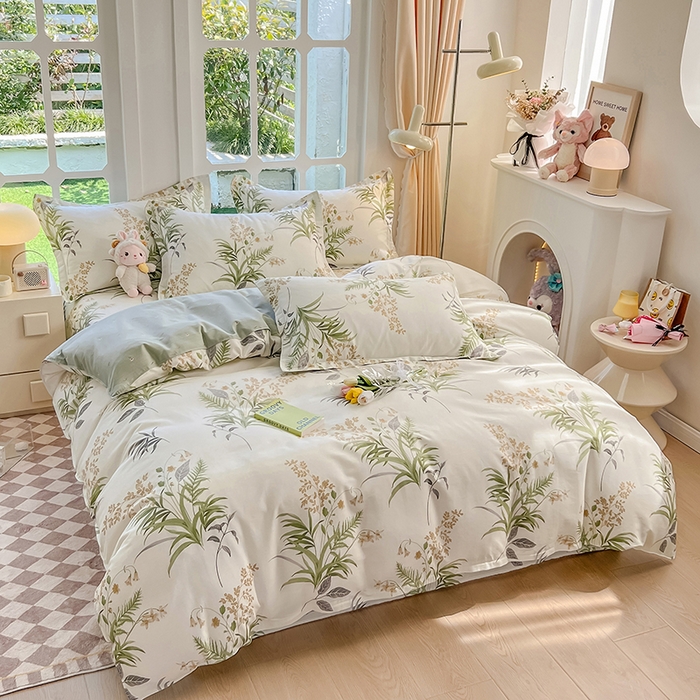 91家纺网 家纺一手货源 找家纺 绵庭家纺 2023新款12868系列全棉小清新印花四件套 清风絮语