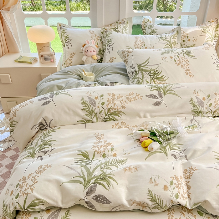 91家纺网 家纺一手货源 找家纺 绵庭家纺 2023新款12868系列全棉小清新印花四件套 清风絮语