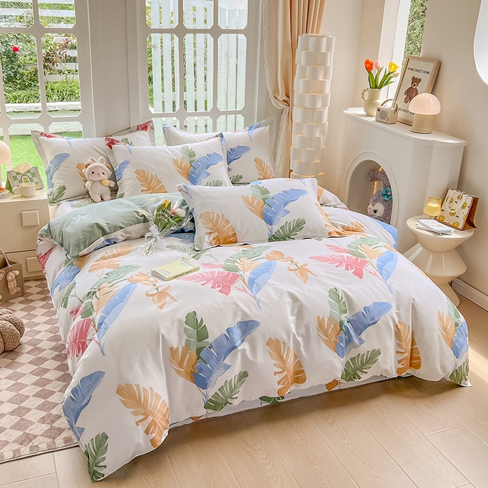 91家纺网 家纺一手货源 找家纺 绵庭家纺 2023新款12868系列全棉小清新印花四件套 梅林春晓