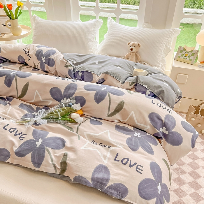 91家纺网 家纺一手货源 找家纺 绵庭家纺 2023新款12868系列全棉小清新印花单被套 雅卉