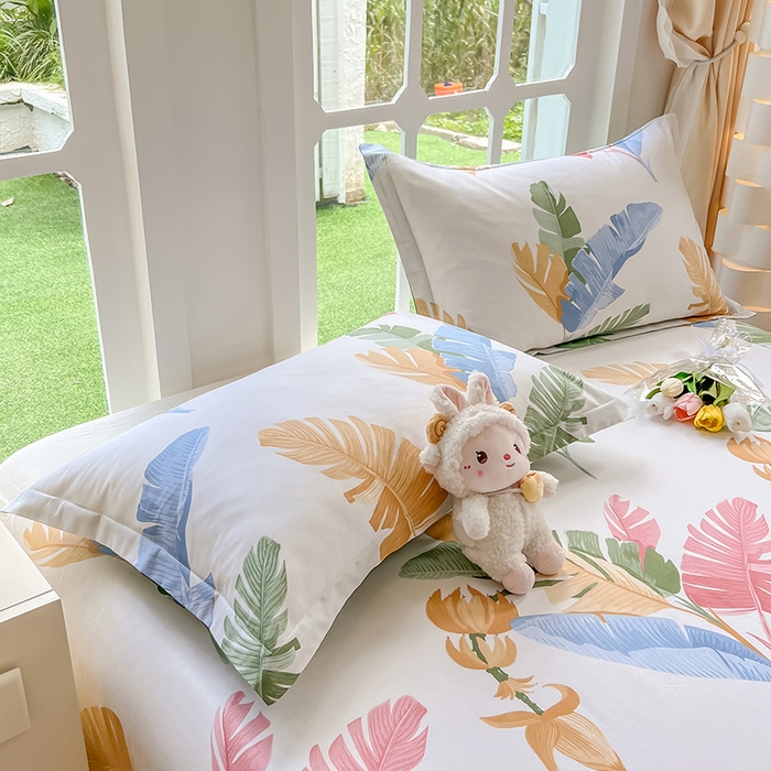 91家纺网 家纺一手货源 找家纺 绵庭家纺 2023新款12868系列全棉小清新印花单枕套 梅林春晓