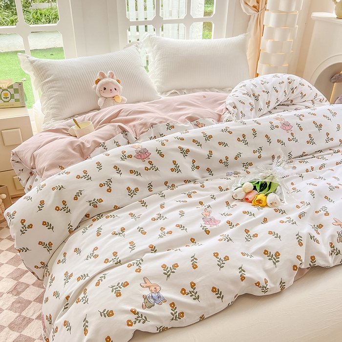 91家纺网 家纺一手货源 找家纺 绵庭家纺 2023新款12868系列全棉小清新印花单被套 香草之恋