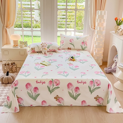 91家纺网 家纺一手货源 找家纺 （总）绵庭家纺 2023新款12868系列全棉小清新印花单床单