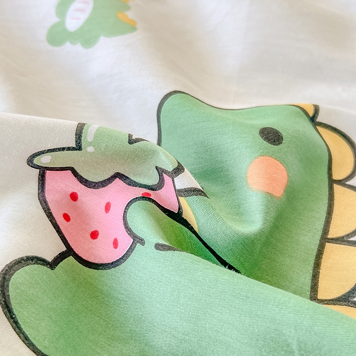 91家纺网 家纺一手货源 找家纺 绵庭家纺 2023新款12868系列全棉小清新印花单枕套 恐龙贝贝