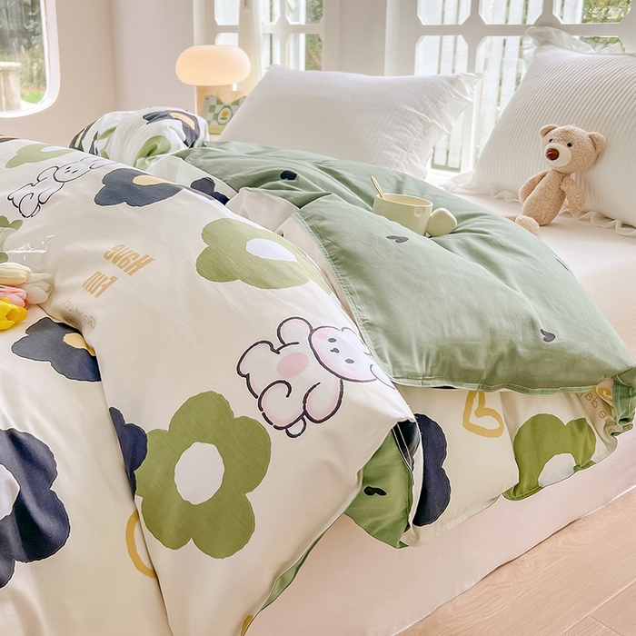 91家纺网 家纺一手货源 找家纺 绵庭家纺 2023新款12868系列全棉小清新印花单被套 皮皮兔