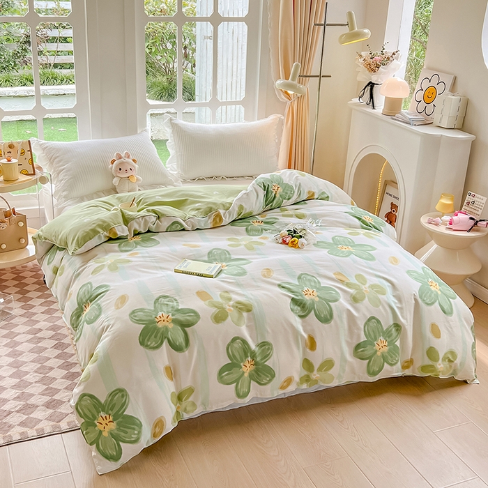 91家纺网 家纺一手货源 找家纺 绵庭家纺 2023新款12868系列全棉小清新印花单被套 半夏花语