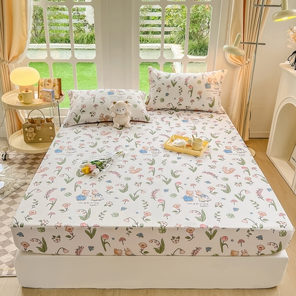 91家纺网 家纺一手货源 找家纺 （总）绵庭家纺 2023新款12868系列全棉小清新印花单床笠