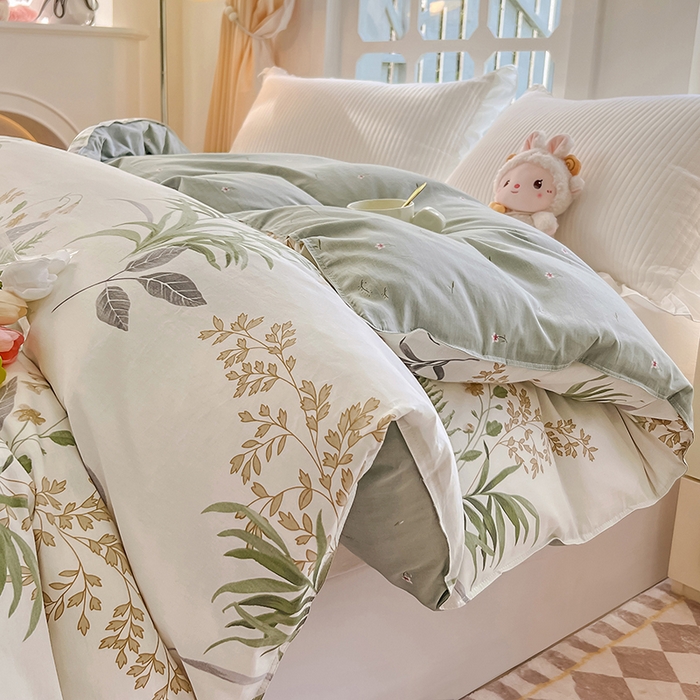 91家纺网 家纺一手货源 找家纺 绵庭家纺 2023新款12868系列全棉小清新印花单被套 清风絮语