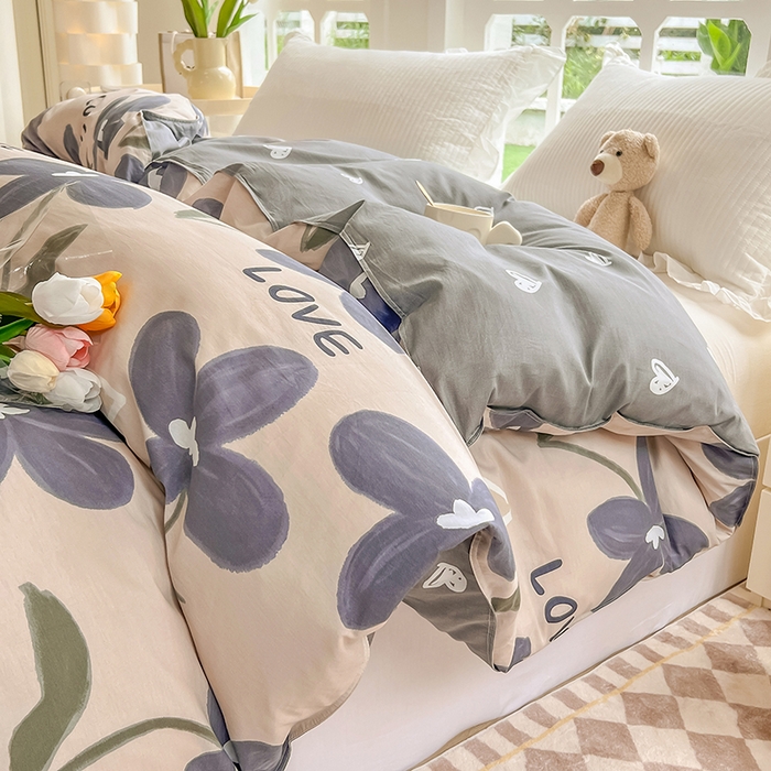 91家纺网 家纺一手货源 找家纺 绵庭家纺 2023新款12868系列全棉小清新印花单被套 雅卉