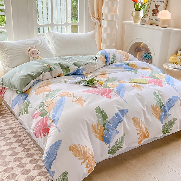 91家纺网 家纺一手货源 找家纺 绵庭家纺 2023新款12868系列全棉小清新印花单被套 梅林春晓