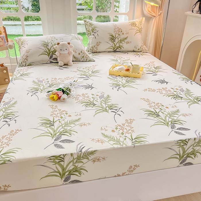 91家纺网 家纺一手货源 找家纺 绵庭家纺 2023新款12868系列全棉小清新印花单床笠 清风絮语