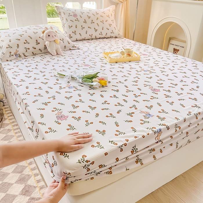 91家纺网 家纺一手货源 找家纺 绵庭家纺 2023新款12868系列全棉小清新印花单床笠 香草之恋